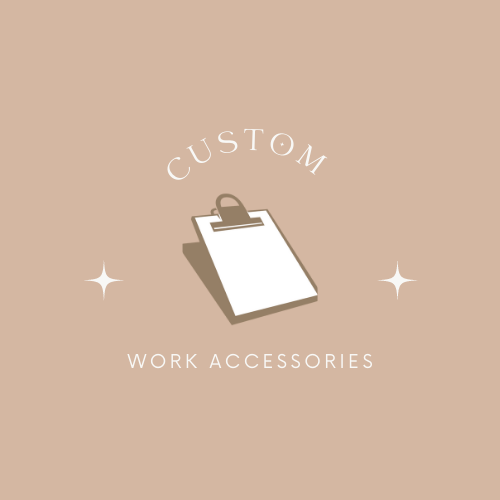 Order a customized glittered badge reel or clipboard